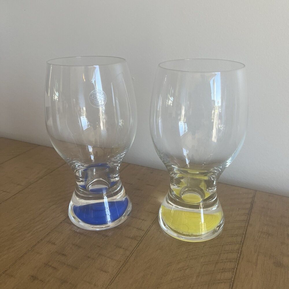Wine Glasses Set Of Two Colony Weighted Bottom Czech Republic
